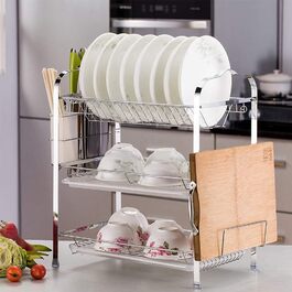 Сушарка для посуду на 3 яруси Kitchen Craft, сушарка для тарілок та столових приборів