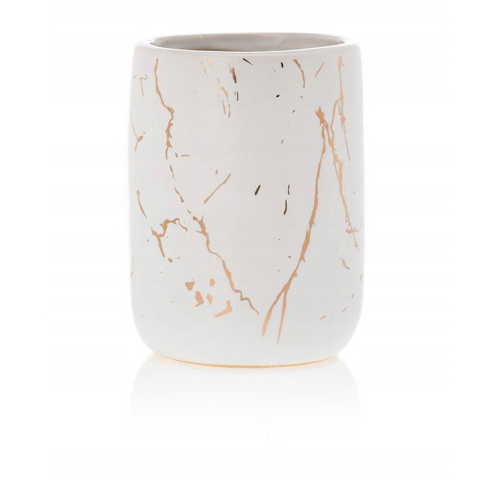 Набір аксесуарів для ванної кімнати (3 предмети), біло-золотий, стиль гламур