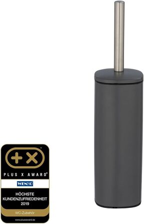 Набір для туалету WENKO Alassio: щітка для унітазу з висувним тримачем, змінна головка 8,5 см, чорний метал, 9,3 x 39,2 x 9,3 см, матовий сірий