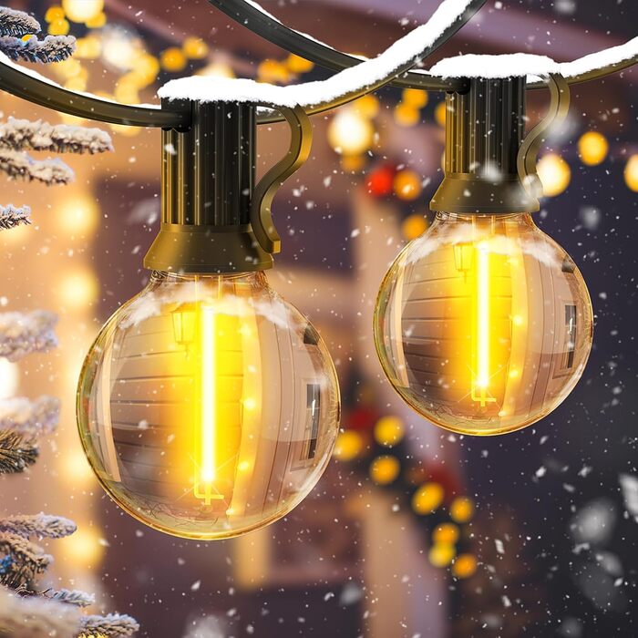 Ланцюжок гірлянд JEYMORKEY LED для вулиці, 30M, 100FT, G40, для саду, балкону, терас, вечірок, з пульт керування, IP44, вологостійкий