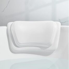 Lonkenn Bathtub Pillow, Ergonomic Bath Pillow, Stylish PU Bath Pillow with Suction Cups, Waterproof Bathtub Cushion, High-Quality Non-Slip Bath Pillow, Bathroom Accessories, for Bathtub, Spa White