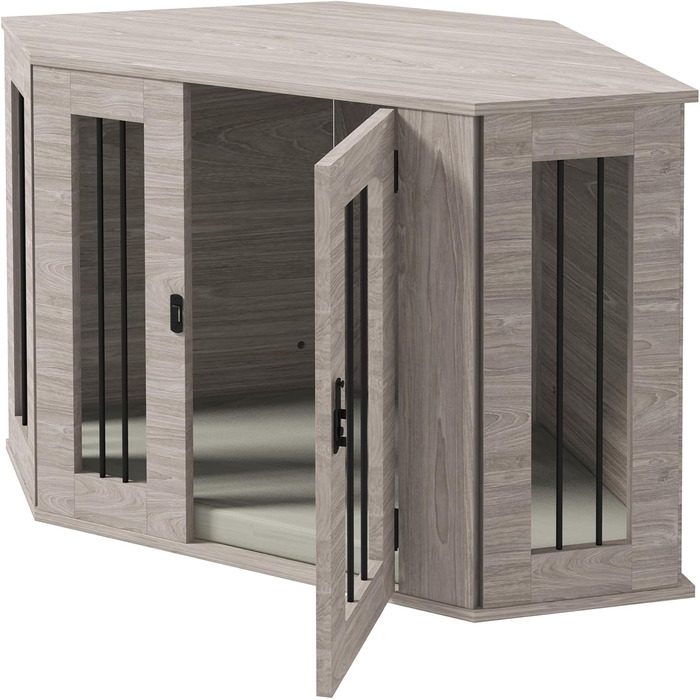 Клітка для собак PawHut з замком, подушкою, з металу, для дому, 80 x 56 x 63 см (волоський горіх)