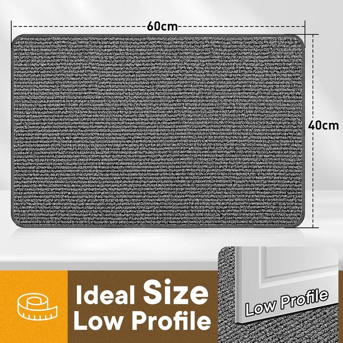 Привідний килимок Mibao 40x60 см, протиковзкий вбираючий килим для вхідних дверей, вологостійкий підкладник для взуття та лап тварин, світло-сірий