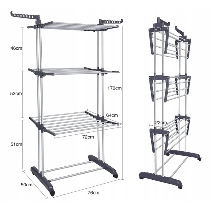 Велика вертикальна сушарка для білизни та одягу, підлогова складана, висока