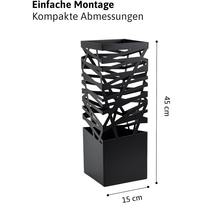 Dönges Maxi Metal Umbrella Stand with Drip Tray & Hooks - Space-Saving, Elegant Black - Ideal for Entryway & Foyer Decoration