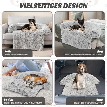 М'яке ліжко для собак Costway, захист дивану, ковдра для собак, зручне ліжко з плюшу, 112 x 101 x 18 см, сіро-біле M
