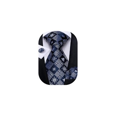 Диванні Шовкові Краваткові Набори для Чоловіків на Різдво від DiBanGu з Кишеньковим Квадратом та Краватками, Ткані Жакардом, Колір Блакитний (7809)