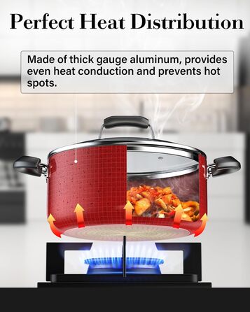 Набір кухонного посуду Cook N Home 2601 з антипригарним покриттям, мармур, алюміній, червоний (Marble Red)