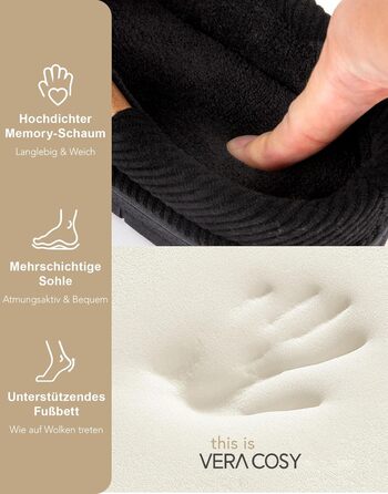 Чоловічі мокасини VeraCosy для дому з піною Memory Foam, зимові тапочки (40/41 EU, матовий чорний)