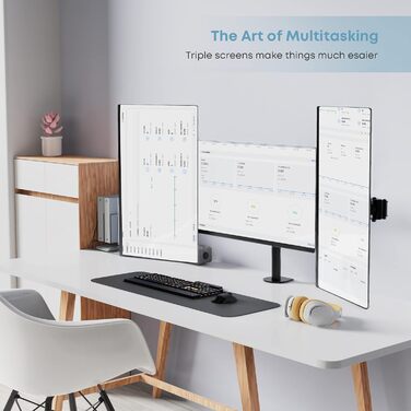 Тримач для монітора PUTORSEN на стіл для 13'-27' LCD/LED моніторів, 7 кг/монітор, регульований (180° нахил, 360° поворот, регулювання висоти), білий (чорний, білий)