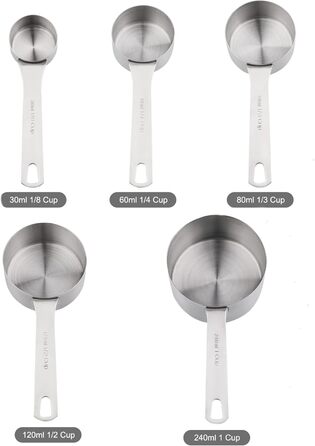 Measuring cup and measuring spoon set, stainless steel, measuring cup and magnetic conversion chart (silver), 13 pieces