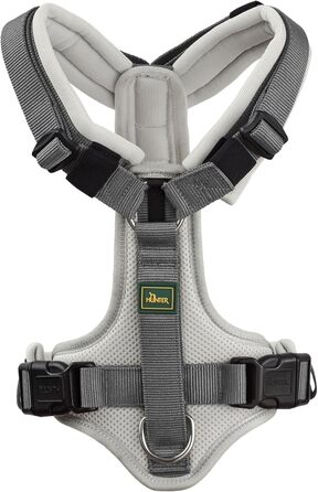 Нашийник для собак HUNTER Maldon, світло-сірий/сірий, м'який, з 3M Scotchlite, регулюється, з м'яким ручним захопленням, розмір S-M