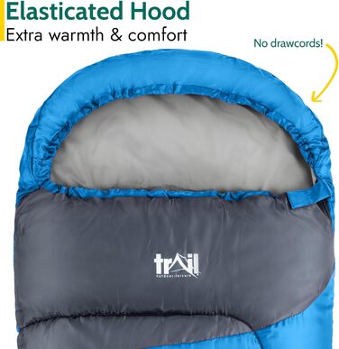 Дитячий спальний мішок Trail Mumienschlafsack 3 сезони для кемпінгу – 300gsm – для хлопчиків та дівчаток – з легким рюкзаком (Блакитний)