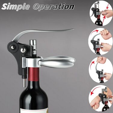 Waiter's knife, wine opener, professional corkscrew made of stainless steel, bottle opener with foil cutter, wine aerator pourer and vacuum stopper, wine accessories. (9-piece stainless steel)
