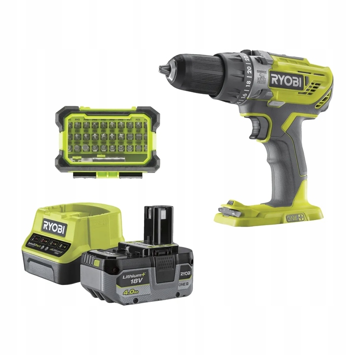 Акумуляторний дриль-шурупокрут Ryobi 18 V 4,00 Ah 50 Nm у кейсі