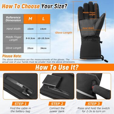 Гріючі рукавички для чоловіків та жінок, 3-рівневий нагрів, на батареї 7.4V 20000mAh, до 12 годин роботи, водонепроникні для катання на лижах, піших прогулянок, велосипеда, кемпінгу