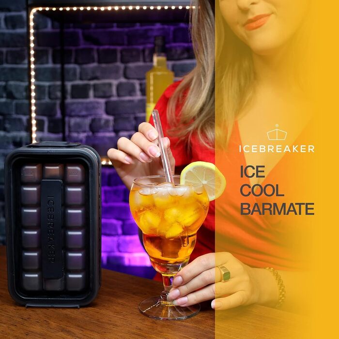 Силіконова форма для льоду ICEBREAKER POP 2.0 з кришкою та гігієнічним контейнером, 18 кубиків, 2 шт, Clear Black Exclusive