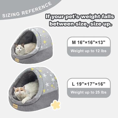Jiupety Cat Cave, Cat House, Cat Basket, Cat Bed with Non-Slip Bottom, Washable Detachable Cushion, M (41 cm x 41 cm x 33 cm), (Gray, L 41 cm x l 41 cm x H 33 cm)