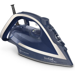 Праска Tefal Ultragliss Anti-Kalk Plus FV6830, 2800 Вт, паровий удар 250 г/хв, постійна подача пари 50 г/хв, знімний колектор накипу, антипригарна підошва, синьо-біла