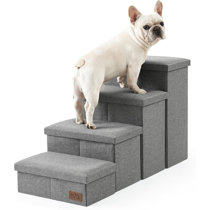 Сходинка для собак маленьких порід з місцем для зберігання, широка, складана, з неслизьким покриттям, вологостійка (сірий, 43x97x56 см, 4), сірий 4 43x97x56 см
