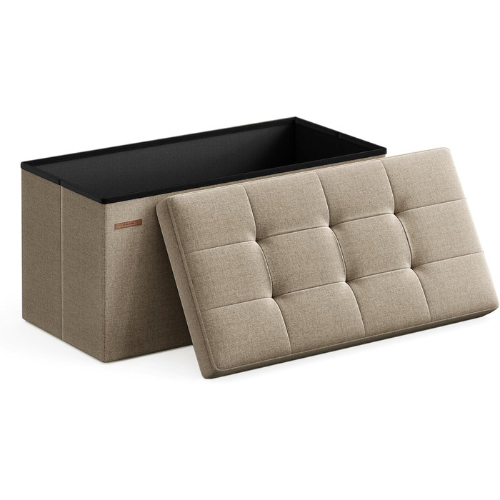 Складаний пуф SONGMICS з місцем для зберігання, 76×38×38 см, до 300 кг, для вітальні, спальні, коридору, камелевий