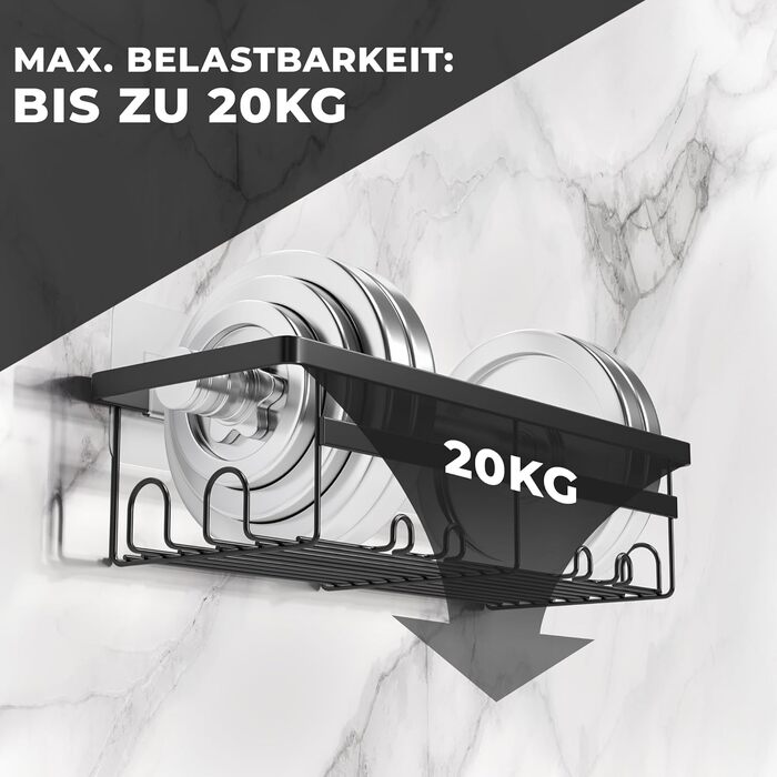 Настінна поличка для душу без свердління - тримач для шампуню та аксесуарів | Нержавіюча сталь | Набір з 3 поличок | Чорний колір