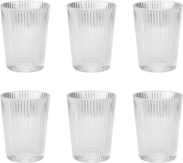 Stelton Pilastro Drinking Glasses - Ribbed Water Glasses Set - Dishwasher Safe, Stackable, for Hot & Cold Drinks - 150ml - Set of 6