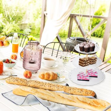 Трирівнева підставка для капкейків, десертів, фруктів та солодощів. Підходить для святкування: Весілля, День народження, Хрещення. Чорно-білий колір, пластик.