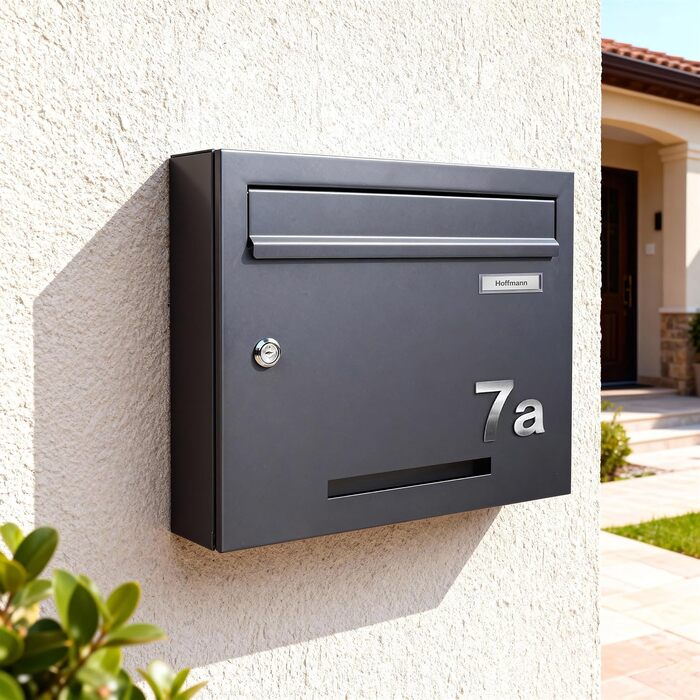 Поштовий ящик Zedelmaier з газетницею антрацит RAL 7016: Персоналізований настінний поштовий ящик з нержавіючої сталі, 3D номер будинку, сучасний, стійкий до погодних умов, подвійне порошкове покриття