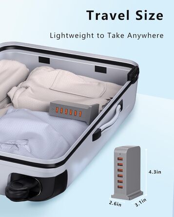 Зарядний пристрій USB мережевий 6 портів 25W/50W для iPhone, Samsung, LG, Huawei та інших (Чорний/Сірий)