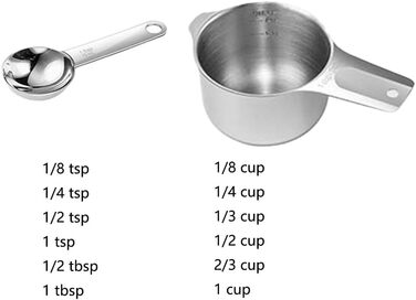 Measuring Cups and Spoons Set, Durable, 304 Premium Stainless Steel, Measuring Cups, Measuring Spoons, Kitchen Gadgets for Cooking, Baking (Large)
