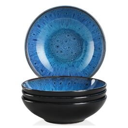 Набір супових тарілок Vancasso Bubble (4 шт.) з кераміки, 950 мл, блакитний