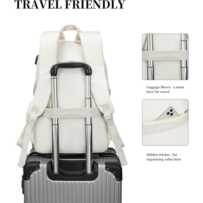 Шкільний рюкзак YAMTION для підлітків, 15.6 дюймів, для ноутбука, середньої школи, коледжу, стильний (Бежевий)