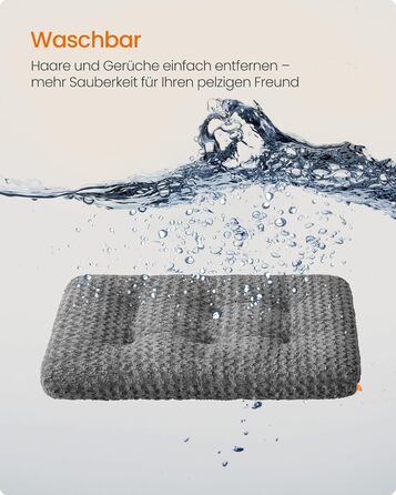 Ліжко для собак Feandrea XL, м'яка подушка для великих собак, 110 x 73 см, сірий колір, зручне та миється, антиковзаюча підкладка, PGW293GN01