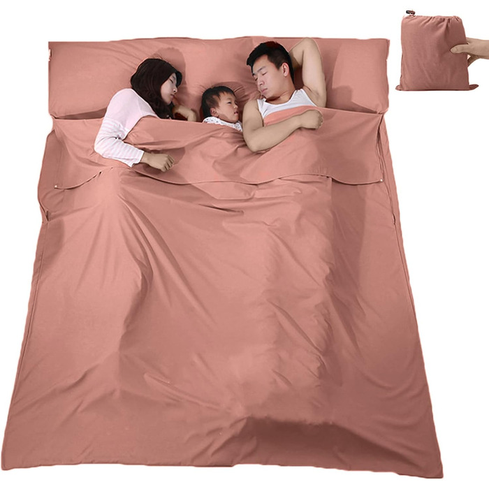 V VILISUN Sleeping Bag Liner, lightweight, portable, soft travel and camping blanket, with compact and carry bag, for travel, hotel