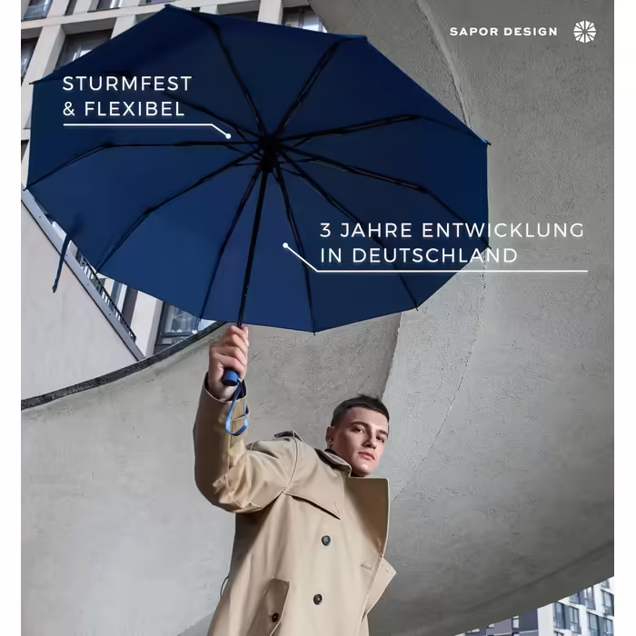 Sapor Design Premium Umbrella with Lotus Effect | Stormproof, windproof, open/close automatic | elegant and stylish umbrella | stylish compact umbrella (Umbrella) | ICONIC Blue - Iconic