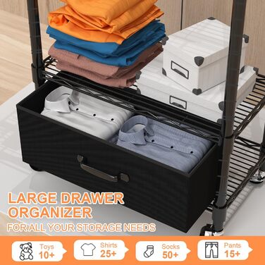 Clothes Rack, Clothes Rack, 4 Tier, Adjustable Closet Organizer System with Drawer | Double Rods | Side Hooks | Holds 445 lbs