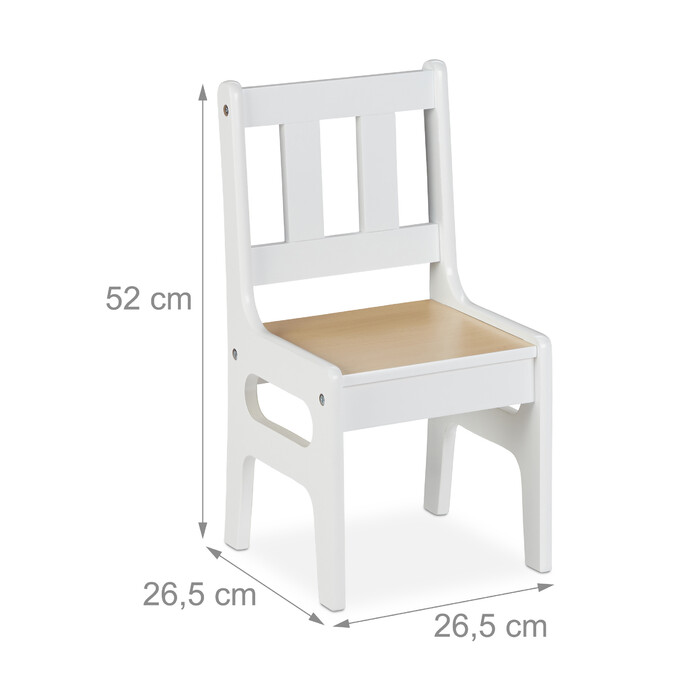 Relaxdays Children's Table with 2 Chairs, White/Natural