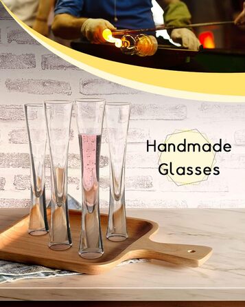 Набір з 2 склянок для шампанського 145 мл, склянки з кришталю, для шампанського, просекко, лікеру, ручної роботи, прозорі