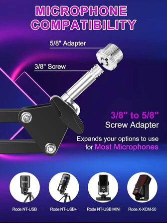 Тримач для мікрофону YOUSHARES для Rode NT-USB+, NT-USB MINI, PodMic, PodMic USB, NT1, XCM-50 - професійний стійкий кріплення для подкастів, домашньої студії та геймінгу