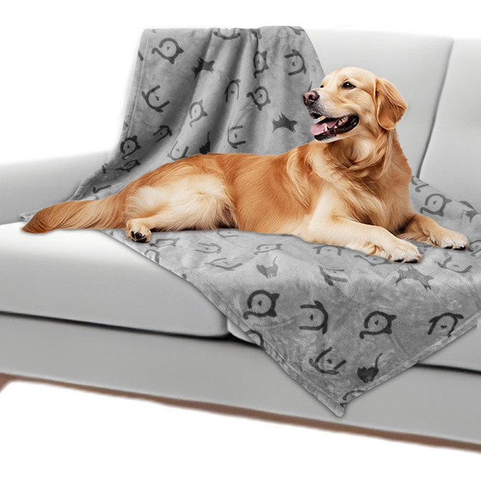 Водонепроникний плед для собак Nobleza XXL (203 x 152 см), м'який та пухнастий, для собак та котів, можна прати в машині, двосторонній чохол для дивану, сірий