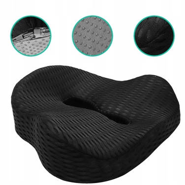 Ортопедична подушка для сидіння Medi Sleep, чорна, з ефектом пам'яті (Memory Foam), розмір M