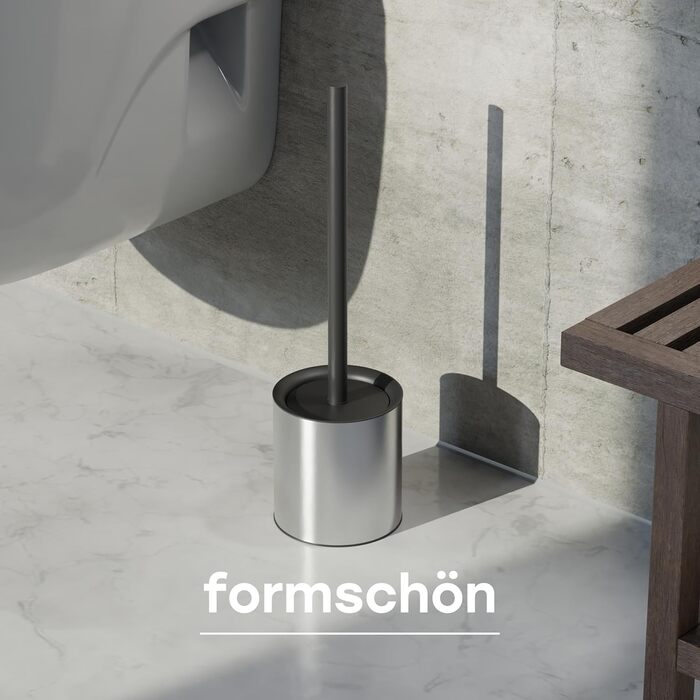 Тойлетний щітка SAVEGA з силікону та нержавіючої сталі - антибактеріальна, з тримачем, захист від бризок