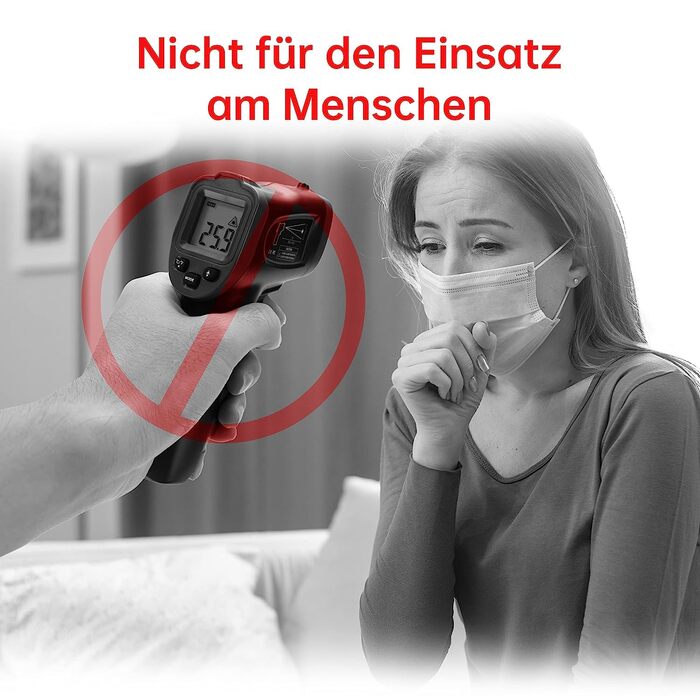 Інфрачервоний термометр ERICKHILL -50℃~600℃ безконтактний лазерний термометр з LCD-дисплеєм для приготування їжі/барбекю/морозильної камери/промисловості, чорно-синій (600℃ з термометром для м'яса)