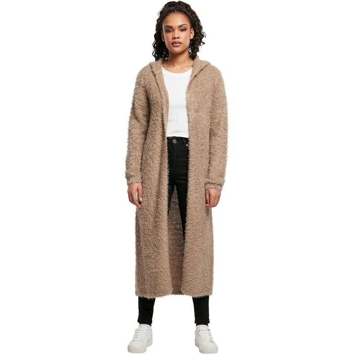 Кардиган жіночий з капюшоном та пір'ям Urban Classiс, чорний (XS, Softtaupe)