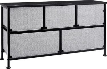 Amazon Basics - Closet Storage Organizer with 5 Extra-Wide Fabric Drawers, White (Black)