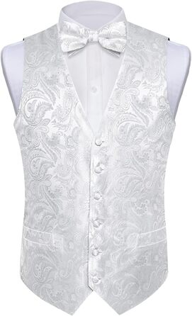 Костюмний комплект для чоловіків DiBanGu: 7-елементний набір, краватка, кравецькі шпильки, реверс-голка, підходить для ділових зустрічей (M, білий/ошатний сад)