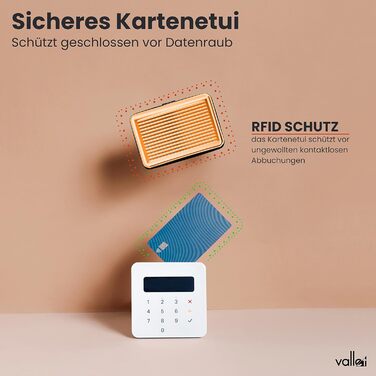 VALLET® Елегантне шкіряне картхолдер з RFID захистом (алюміній, помаранчевий)