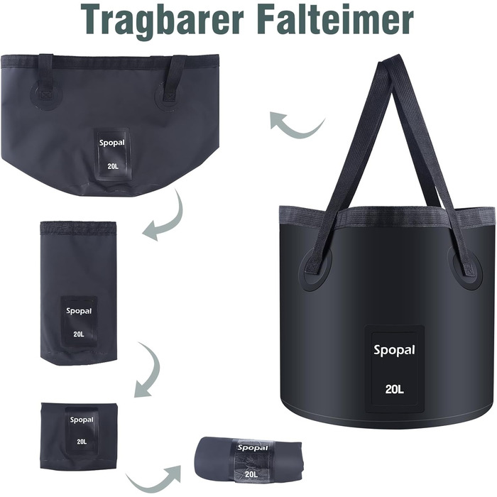 Портативна душова кабіна для кемпінгу з акумулятором 10000mAh, 20L, з набором для душу (головка, шланг 2м)