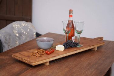 Spetebo XXL Cheese Board ORGANIC with Handle - 100 x 26 cm - Wooden Cheese Board with Stand, Serving Platter, Natural Tapas Board with Handle, Food-Safe